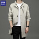 羅蒙（ROMON）風(fēng)衣男商務(wù)休閑中長(cháng)款外套時(shí)尚大衣修身上衣服 D-2022 米白 L 