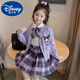 G.DUCKKIDS女童套裝春秋季2025新款衣服兒童小女孩洋氣秋裝jk學院風套裝裙子 紫色三件套 130 cm