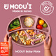 MODU'I嬰兒餐盤(pán)modui進(jìn)口寶寶餐盤(pán)分格餐盤(pán)帶吸盤(pán)ins硅膠輔食碗兒童餐具 粉色