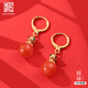 老銀匠s925銀耳環(huán)女士紅瑪瑙葫蘆民族風(fēng)新中式紅色銀耳飾國風(fēng)銀耳圈女 925銀 一對裝 含證書