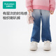 全棉時(shí)代（PurCotton）女幼童梭織牛仔喇叭褲 中藍牛仔 110