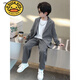 G.DUCKKIDS小黃鴨男童西裝禮服套裝英倫兒童休閑小西服帥氣花童2025新款中大 灰色 180 cm