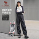 駱駝（CAMEL）休閑戶外登山褲女防潑水直筒工裝褲 C24CR1L7658B 幻影黑 XS