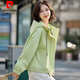 皮爾卡丹春秋款2025新款韓版短款寬松連帽減齡休閑小個(gè)子風(fēng)衣工裝夾克 果綠色 L 建議106-120斤  衣長(cháng)61