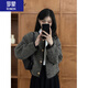 羅蒙（ROMON）女裝法式復(fù)古小香風(fēng)外套女2025新款春秋款感短款?yuàn)A克開衫上衣 黑色 L