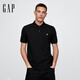 Gap【成毅代言】男女裝2025小熊刺繡短袖T恤休常規polo衫708395 黑色 XS 美碼 S亞洲碼175/88A