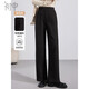 初申 春秋毛呢褲女高腰寬松直筒遮肉顯瘦通勤保暖休閑長(cháng)褲S144K8008