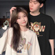 MDlila《2件裝》尼克朱迪情侶裝夏季短袖t恤2025一男一女寬松半袖衣服 尼克朱迪 男黑+女白《2件裝》 L 男+女S