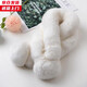 槿城真毛獺兔毛圍巾女冬季保暖百搭可愛(ài)交叉皮草圍脖瀨兔毛絨加厚TT02 雙球純白色