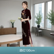 鴻韻繡旗袍女2024金絲絨中國風(fēng)改良時(shí)尚復古婚宴禮服媽媽高檔旗袍連衣裙 長(cháng)款中袖酒紅（約130cm） 3XL