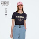 Teenie Weenie小熊女裝字母T恤夏季休閑學(xué)院運動(dòng)撞色短袖 藏青色 M