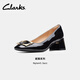 Clarks其樂(lè)Nyta45 Jazz妮嗒系列女鞋春夏金屬扣裝飾舒適方跟高跟鞋單鞋 黑色 261746974 37