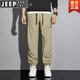 JEEP SPIRIT吉普工裝褲男士2025春秋季新款休閑褲修身運動(dòng)褲束腳哈倫商務(wù)長(cháng)褲 卡其 XL