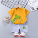 SKONWAT童裝兒童套裝男童女童夏裝寶寶嬰兒短袖T恤短褲1-6歲小孩衣服 黃底恐龍 60碼(建議身高75-85cm)