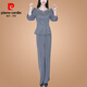 皮爾卡丹（pierre cardin）早春時(shí)尚套裝女2025春季新款氣質(zhì)休閑媽媽裝闊腿褲減齡顯瘦兩件套 【灰色】套裝#5199 3XL 建議【135-145斤】
