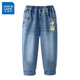 真維斯男童褲子春秋款兒童牛仔褲春季運動(dòng)褲子男孩百搭春裝中大童童裝 淺藍 筆刷中國X_K5 160