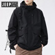 JEEP SPIRIT吉普集團(tuán)三合一沖鋒外套男士秋冬季工裝風(fēng)衣夾克男生 88888黑色 XL 【130-150斤】