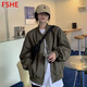 FSHE韓版棒球服女春秋外套款女復(fù)古寬松休閑百搭飛行員夾克上衣女 綠色 雙層有里布 L