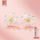 老銀匠s925銀立體蓮花銀耳釘女士送閨蜜生日禮物中國風(fēng)個性百搭銀耳飾女 925銀/含1對銀耳堵/含證書