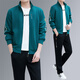 高端時(shí)尚中年運動(dòng)套裝男春秋戶(hù)外旅游爬山服簡(jiǎn)約搭配整套男裝套裝 綠色 2XL 適合138到155斤
