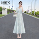 絲柏舍V領(lǐng)連衣裙2025夏裝新款女裝收腰顯瘦溫柔風(fēng)喇叭袖碎花裙