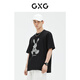 GXG男裝 多色圓領(lǐng)短袖T恤兔子老花圖案 夏季新款 黑色 XL