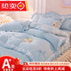 水星家紡純棉床裙四件套A類(lèi)100全棉公主風(fēng)花邊韓版純色春夏季被套定制 旗艦款?lèi)?ài)巢-淺藍 床單款 2.0m四件套被套200*230cm