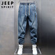 JEEP SPIRIT吉普牛仔褲男春夏季美式復(fù)古哈倫褲子男士束腳長褲 復(fù)古藍 XL
