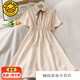 G.DUCKKIDS女童連衣裙 夏季新款初高中小學(xué)生夏季公主裙兒童森系甜美連衣裙 杏色. 襯衫領(lǐng)學(xué)院裙7081 160