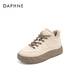 達芙妮（DAPHNE）官方厚底加絨棉鞋女2024冬季新款休閑板鞋女雪地靴保暖女鞋 米杏 跟高5cm 35