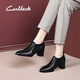 Carl Beck品牌深口復古軟皮單鞋女2023秋季新款女鞋粗跟小皮鞋氣質(zhì)高跟鞋女 黑色 37 235mm