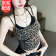 晴碧琳美式復(fù)古假兩件豹紋吊帶背心女夏外穿內(nèi)搭辣妹美背無(wú)袖短款上衣 豹紋假兩件吊帶 均碼