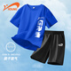 貴人鳥(niǎo)童裝男童夏裝套裝2025新款兒童速干運動(dòng)服大童夏季短袖男孩 寶藍/-黑/G小白標超柔K防升華 160