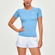 馬甲線(xiàn)健身運動(dòng)短袖t恤女跑步戶(hù)外訓練夏季跑步速干衣彩色女緊身百搭 天藍色 （熱賣(mài)推薦） M
