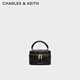 CHARLES&KEITH菱格鏈條手提斜挎小方包生日禮物CK2-80782534 Black黑色 小包