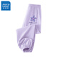 真維斯女童褲子夏季兒童防蚊褲純棉薄款長(cháng)褲中小童夏裝女孩透氣運動(dòng)童裝 淺紫 J紫小花X 150