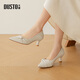 大東淺口鞋女鞋2025春季時(shí)尚褶皺尖頭高跟鞋通勤風(fēng)職業(yè)酒杯跟單鞋3086