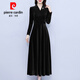 皮爾卡丹金絲絨長(cháng)袖連衣裙2025新款女士春秋冬款媽媽氣質(zhì)長(cháng)裙 黑色 L (105-114斤)