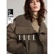 ELLE90鵝絨深棕色大翻領(lǐng)鵝絨服女2024冬裝新款小個子短款羽絨外套 深棕 M