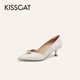 KISSCAT2025年春季都市時(shí)裝時(shí)尚尖頭淺口單鞋KA65125-13 金色 35