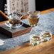 聚器堂茶具套裝琉璃蓋碗茶杯耐熱防燙大號三才碗心經(jīng)透明品茗杯六君子 綠松石心經(jīng)琉璃套裝(小) 4頭