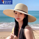 啄木鳥防曬帽子女夏天遮陽草帽大檐太陽帽休閑沙灘帽海邊出游優(yōu)雅可折疊 米色 可調(diào)節(jié)(54-59cm)