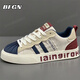 BFGN輕奢牛皮男鞋2025秋冬季新款貝殼頭板鞋男運動(dòng)休閑鞋子男小白鞋 米藍紅【皮面】-高端男鞋 42 皮鞋碼