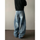 7家優(yōu)品彎刀牛仔褲男春夏季新款美式復古寬松直筒高街潮流百搭闊腿長(cháng)褲子 SXNZ-769藍色 XL