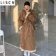 LISCN羊羔毛麂皮絨外套女2024新款中長款加絨加厚皮毛一體大衣 長款 M