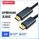 也仁主動(dòng)式DP轉(zhuǎn)HDMI轉(zhuǎn)換線5米 公對(duì)公 4K/60Hz高清主動(dòng)式轉(zhuǎn)接線 電腦接顯示器投影儀連接線 YR-DX09 