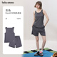 tutuanna春夏睡衣全棉家居服女 針織刺繡運動(dòng)背心短褲家居服套裝 灰色 M 160/84A (適合身高155-170c體