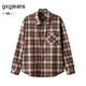 gxg.jeans男裝25春新品雙色格子長(cháng)袖襯衫慵懶襯衫外套#J25D031002 紅咖格 M