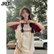 Jret夏季新款短袖T恤女學(xué)生韓版寬松慵懶撞色拼接設計感小眾ins上衣潮 [LURNTN紅字母]紅拼白 M 90-105斤