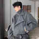 迪伽達夾克男cleanfit假兩件毛呢春秋高級感百搭廓形輕熟風(fēng)短款外套 JSFS-8855灰色 常規 XL